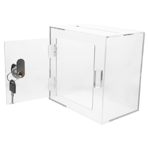 WRITWAA Abschließbare Spendenbox aus Transparentem Acryl mit Schloss Sichere Aufbewahrungsbox für Fundraising Wahlurne Vorschlags Beschwerdebox Vielseitig und Robust von WRITWAA