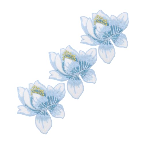 WRITWAA Blaue Lotusblumen Stickerei Patches Aufnähmotive Kleidung Bügelbare Applikationen für DIY Dekorationen und Reparaturen an Taschen Mützen Schuhen und Textilien von WRITWAA