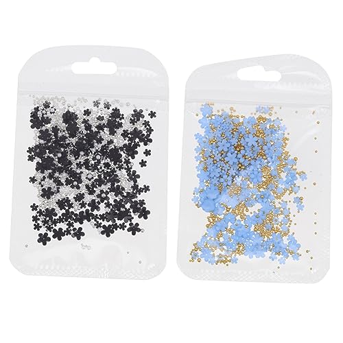 WRITWAA Dekorative Nail Charms mit Blumenmotiven Beuteln Blaue mit Goldperlen und Schwarze mit Silberperlen für Nageldesigns WRITWAA Dekorative Nail Charms mit Blumenmotiven Beuteln Blaue mit Goldperlen und Schwarze mit Silberperlen für Nageldesigns von WRITWAA