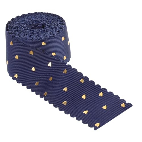 WRITWAA Dekoratives Wellen Spitzenband mit Goldgeprägten Herzmotiven Breit Flexibles Langlebiges Bastelband für Valentinstag Kränze DIY Geschenkverpackungen und Festliche Dekorationen von WRITWAA