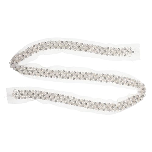 WRITWAA Dreireihiges Perlen Strass spitzenband Weißes Netzgarn Dekoratives Nähzubehör Kleidungsapplikation DIY Schmuck für Braut Festmode von WRITWAA