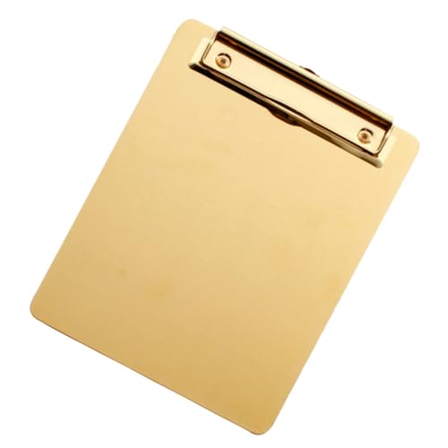 WRITWAA Edelstahl Klemmbrett Schreibbrett mit Goldfarbener Metallklammer Robustes Clipboard Paper Holder für Schule Büro und Zuhause Tragbares Schreibtablet mit Glatter Oberfläche und von WRITWAA