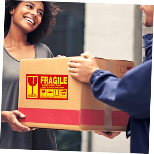 WRITWAA Fragile Warnaufkleber Selbstklebend Verpackungsetiketten für Zerbrechliche Gegenstände Versandetiketten Handle With Care Langlebig Leicht Anzubringen Deutlich Sichtbar von WRITWAA