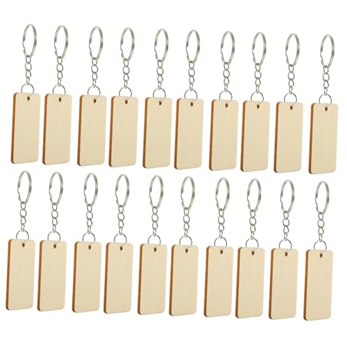 WRITWAA Holz Schlüsselanhänger Rechteckige Holzblanko Schlüsselringe für DIY Gravur Namensschild Langlebig Leicht Tragbar Geschenk Anhänger Zubehör von WRITWAA
