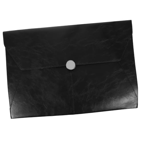 WRITWAA Leder Portfolio Ordner Große Kapazität Robuste Dokumententasche Multifunktionale Büro Datei Mappe Reiseunterlagen Organizer Schwarz von WRITWAA