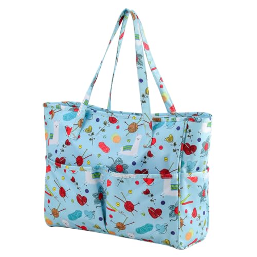 WRITWAA Multifunktionaler Aufbewahrungsbeutel aus Oxford Große Kapazität Robustes Strickdesign Wiederverwendbare Tragetasche für Haushalt Büro Reisen und Strickzubehör mit Langem von WRITWAA