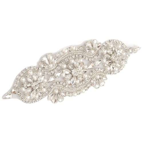 WRITWAA Perlen strass applikation für Brautgürtel Glänzende DIY patches mit Selbstklebendem Rücken Eleganter Haarschmuck für Hochzeit Detailreiche Handarbeit für Brautkleider und von WRITWAA