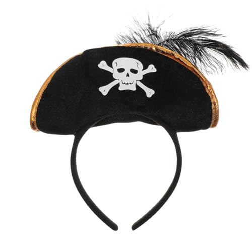 WRITWAA Piraten-Stirnband: Halloween-Stirnband mit Totenkopf-Muster, Cosplay-Party, schwarzer Kopfschmuck, Einheitsgröße von WRITWAA