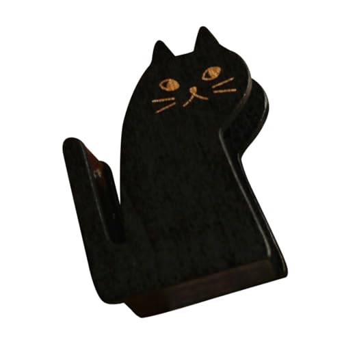 WRITWAA Retro Holz Klebeband Abroller mit Niedlicher Katzenform Praktischer Tape Dispenser für Büro und Zuhause Sicherer Klebestreifen Halter Einfaches Abtrennen ohne Verletzungsgefahr von WRITWAA
