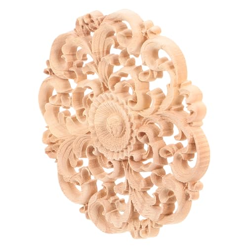 WRITWAA Rundes Holzornament Vintage Holzapplikation Unbemalt Naturholz Geschnitzte Zierleiste für Möbel Türen Wände Dekoration DIY WRITWAA Rundes Holzornament Vintage Holzapplikation Unbemalt Naturholz Geschnitzte Zierleiste für Möbel Türen Wände Dekoration DIY von WRITWAA