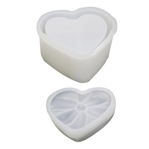 WRITWAA Silikonform Herz Aufbewahrungsbox mit Schleifen deckel DIY Epoxidharz Gießform Flexibel Wiederverwendbar Glatte Oberfläche Geschenkidee für Basteln und Schmuckbox Herstellung von WRITWAA