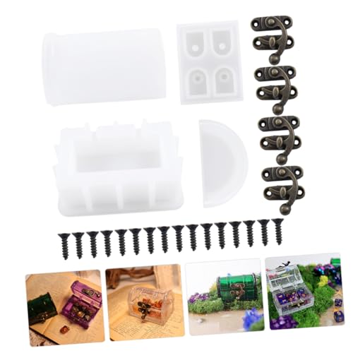 WRITWAA Silikonform Schatztruhe für DIY Epoxidharz Gießen Langlebige Detailreiche Aufbewahrungsbox mit Klarem Fach für Bastelarbeiten und Individuelle Verzierung von WRITWAA
