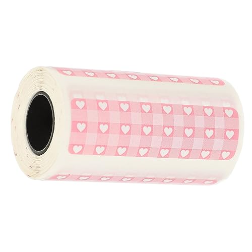 WRITWAA Thermopapierrolle Selbstklebend Rosa Herz Thermodrucker Etiketten Für Sofortbildkameras Kinderdrucker Klein Leicht Tragbar Klare Druckqualität von WRITWAA