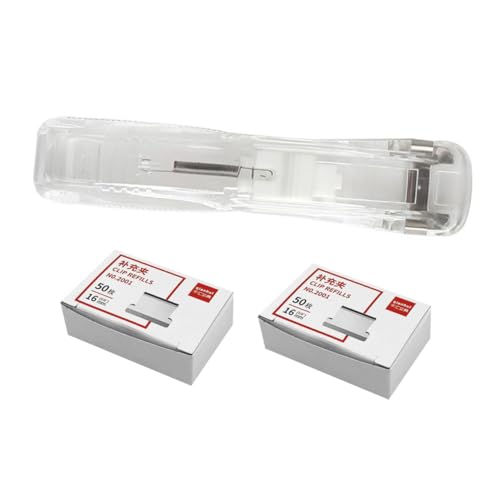 WRITWAA Tragbarer Office Hefter Nahtloser Tacker mit Klammern Papierbinder ohne Leicht Handlich für Schule Büro Dokumentenorganisation Zufällige Farbe Zufällige Farbe von WRITWAA