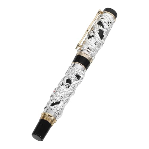 WRITWAA Vintage Chinesischer Füllfederhalter mit Feiner Feder Zinklegierung Drachen Phoenix Gravur Robust Vielseitig für Kalligraphie Zeichnen Unterschriften Tragbar von WRITWAA