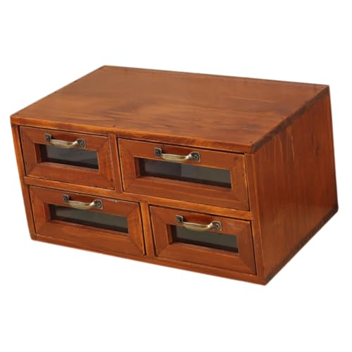 WRITWAA Vintage Schubladen organizer aus Holz Doppellagige Desktop box mit Fächern Multifunktionale Aufbewahrungsbox für Schmuck und Kleinteile Dekorativer Schreibtisch Organizer für Büro von WRITWAA
