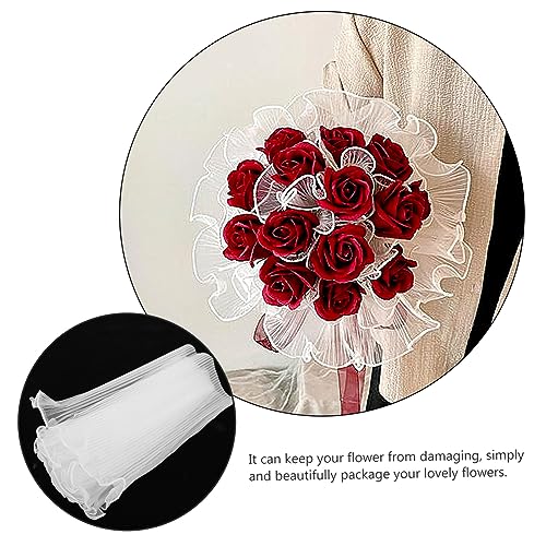 WRITWAA Wellen Netzgarn Weiß Praktischer Blumenstrauß Verpackungsstoff Flexibel Reißfest Für und DIY Blumenarrangements Hochzeit Party Dekoration von WRITWAA
