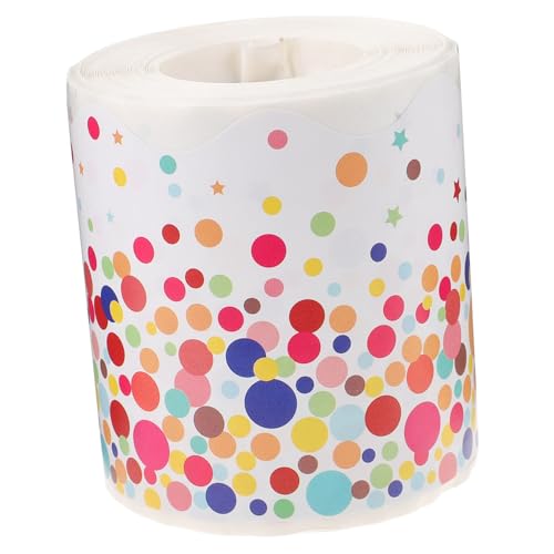 WRITWAA Wellenförmige Selbstklebende Randbordüre Breit Lang Bunte Rundpunkte Dekorativer Aufkleber für Klassenzimmer Pinnwand Tafel und Schuldekoration von WRITWAA