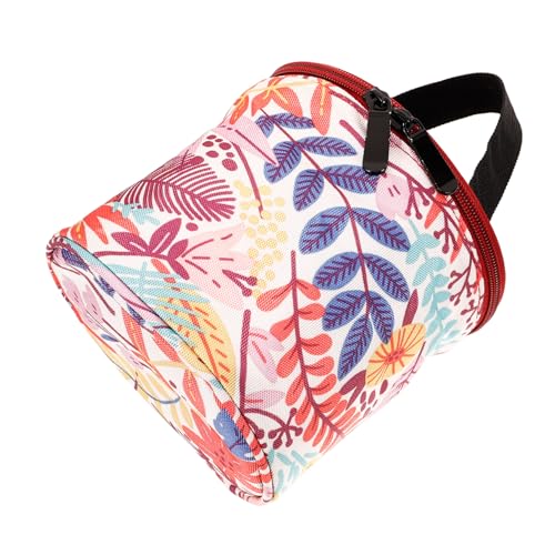 WRITWAA Wollgarn Aufbewahrungstasche Oxford Stricktasche mit Reißverschluss Langlebig Tragbar für Handarbeit und Häkelzubehör Kleine Runde Orangefarbene Garnhülle von WRITWAA