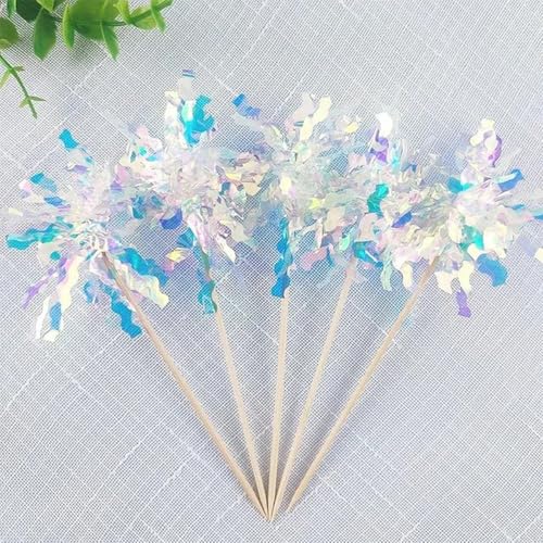 10/20 Stück Glitzer Happy Birthday Tortenaufsatz Bunte Feuerwerk Quasten Cupcake Topper Hochzeit DIY Dessert Kuchen Dekor-WT-20PCS von WRJLIN