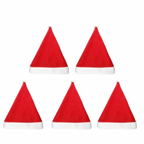 Weihnachtsmütze, rot, für Erwachsene und Kinder, Vliesstoff, Weihnachtsmann, Weihnachtsmütze, Weihnachtsgeschenk, klein, 5 Stück Weihnachtsmütze, rot, für Erwachsene und Kinder, Vliesstoff, Weihnachtsmann, Weihnachtsmütze, Weihnachtsgeschenk, klein, 5 Stück von WRJLIN