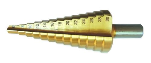 WRS Präz. Stufenbohrer aus HSS (M2), "MADE IN GERMANY", für Stahl/Kunststoff/Holz etc., für höchste Ansprüche, Größe: HSS-TIN, gerade, 6-30/2mm von WRS WINTERHOFF