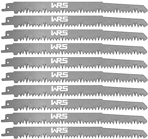 WRS Hochl. Säbelsägeblätter für Holz, MADE IN GERMANY, Spitzenqualität, 240 mm, Grünholz, Brennholz, Weichholz usw., sehr schneller Schnitt für höchste Ansprüche, Größen Name: Inhalt: 10 Stück von WRS Winterhoff