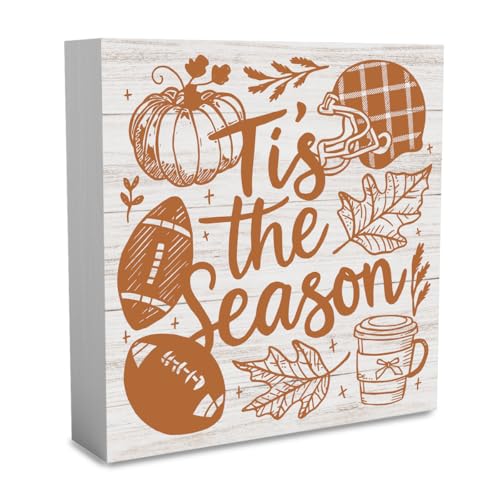 Tis the Season Herbstdekorationen für Zuhause, Herbstfußball, Dekoration für Tisch, Herbst, Kürbis-Dekorationen für Schlafzimmer, Herbst, Erntedankfest, 12,7 x 12,7 cm (Tub 2601) von WRSUNT
