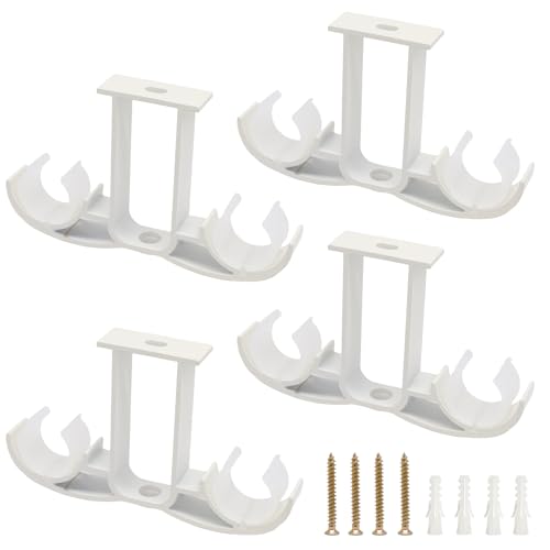 WSAMJIN 4 Stück Gardinenstange Halterung, Doppel Gardinenstangenhalter mit 4 Schrauben Deckenhalterung Gardinenstange Wand Gardinenstangenhalter für Zum Aufhängen Von Jalousien, Kleiderstange (Weiß) WSAMJIN 4 Stück Gardinenstange Halterung, Doppel Gardinenstangenhalter mit 4 Schrauben Deckenhalterung Gardinenstange Wand Gardinenstangenhalter für Zum Aufhängen Von Jalousien, Kleiderstange (Weiß) von WSAMJIN