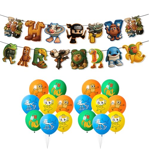 Italienische Brainrot Geburtstagsdekorationen, Brainrot Geburtstagsparty Supplies mit Banner und 16 Luftballons für Kindergeburtstag, Feiertage, Themenveranstaltung von WSDFTQ