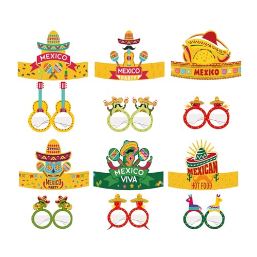 WSDFTQ 12 Stück mexikanischer Hut, Sombrero Partyhüte, mexikanische Partydekorationen, mexikanisches Kostüm, Set für Cinco de Mayo, Geburtstagsfeiern, Fotoautomaten, tolle Geschenkidee von WSDFTQ