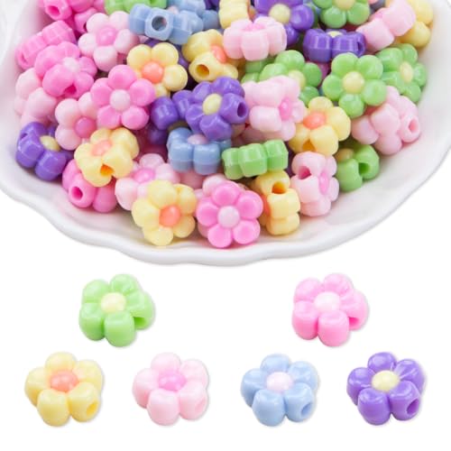 WSDMAVIS Bunte Blumenperlen mit fünf Blütenblättern für DIY-Schmuckherstellung, vielseitige Acryl-Blumen-Charms für Armbänder, Halsketten, Ohrringe, Haar-Accessoires, Bastelset (verschiedene Farben von WSDMAVIS