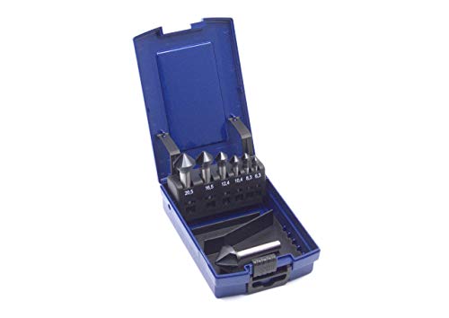 WSH-TOOLS Kegelsenker Set 7-teilig TiAlN-beschichtet 6,3 mm - 25mm HSS-G 90° Winkel in Rosebox von WSH-TOOLS