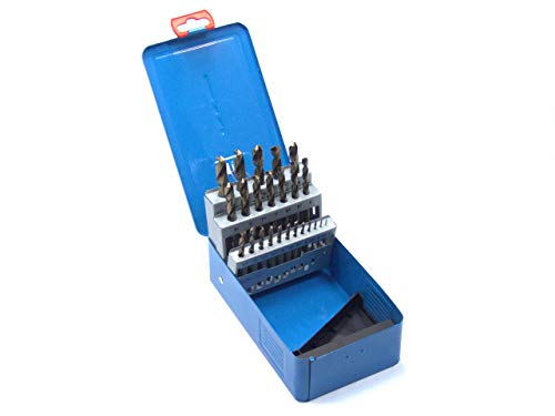WSH-TOOLS Spiralbohrer – Satz HSSE-Co5, mit H6 Präzisionsschliff, 24-teilig nach DIN338 + DIN1412C Kreuzausspitzung + Kernlochbohrer in Metallbox von WSH-TOOLS