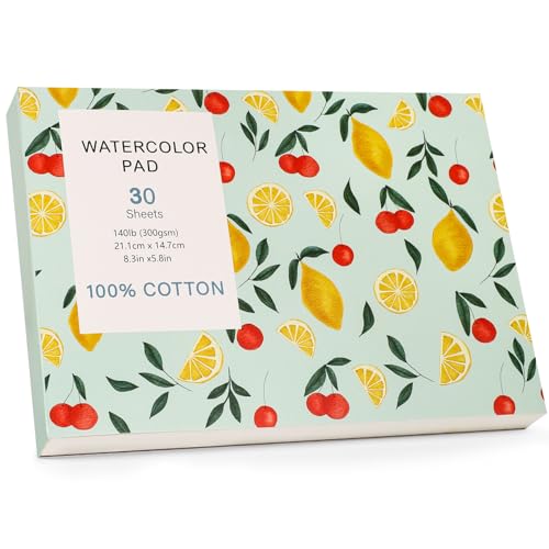 30 Blatt Aquarellpapier A5, Aquarellblock 140 lb/300 GSM Aquarellpapier Karten Watercolor Paper Zerreißbar für Aquarell Gouache Acryl Zeichnen DIY (21,1 x 14,7cm) von WSICSE