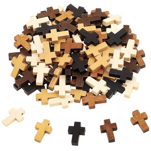 Mini-Kreuze aus Holz, 5 Farben, natürliches kleines Kreuz-Taschenkreuz, christliches Geschenk für Kinder und Erwachsene, 100 Stück Mini-Kreuze aus Holz, 5 Farben, natürliches kleines Kreuz-Taschenkreuz, christliches Geschenk für Kinder und Erwachsene, 100 Stück von WSICSE