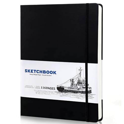 Skizzenbuch A4, Zeichenblock 200g/m² Skizzenpapier zum Zeichnen Zeichenpapier Skizzenblock für Künstler Studenten Malbegeisterte (58Blatt/116Seiten) von WSICSE