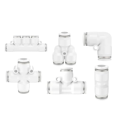 WSJMWKW 50 Stücke Pneumatische Fitting Rohrverbinder Weiß Schlauch Armaturen 1/4 1/2 6mmBSP Gewinde Schnell Kupplung Luftschlauchverbinder(8-03 (8mm-3l8),PB) von WSJMWKW