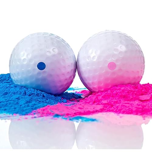 WSNDM Gender Reveal Golfball Mit Pulver, Gender Reveal Party Spiele, Enthält Enthält Zwei Kugelhülsen, Explodiert Blau Oder Rosa Pulver Für Jungen Oder Mädchen Überraschung Geschlecht Verkünden von WSNDM