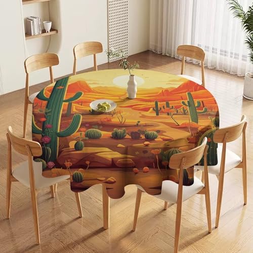 WSOIHFEC Tischdecke, Kaktus bei Sonnenuntergang, rund, 127 x 127 cm, wasserdichter Stoff, Tischschutz, Bauernhaus-Tischdecken, waschbare Tischdecke für Küche, Esszimmer, Hochzeit, Heimdekoration WSOIHFEC Tischdecke, Kaktus bei Sonnenuntergang, rund, 127 x 127 cm, wasserdichter Stoff, Tischschutz, Bauernhaus-Tischdecken, waschbare Tischdecke für Küche, Esszimmer, Hochzeit, Heimdekoration von WSOIHFEC