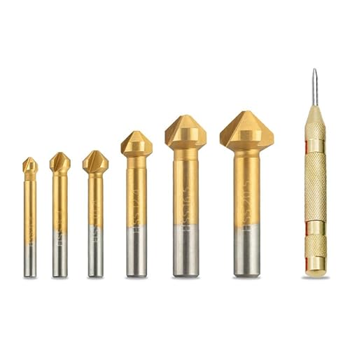 WSOOX 90°Kegelsenker Set mit 1 Center Bohrer Titan-Beschichtungen Kegelsenker Ø 6,3-20,5 für Holz, Metall, Aluminium und Kunststoff WSOOX 90°Kegelsenker Set mit 1 Center Bohrer Titan-Beschichtungen Kegelsenker Ø 6,3-20,5 für Holz, Metall, Aluminium und Kunststoff von WSOOX