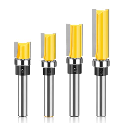 WSOOX Bündigfräser 8mm Schaft 4pcs Bündigfräser Oberfräse mit Kugellager Kopierfräser 12.7mm Schnittdurchmesser von WSOOX