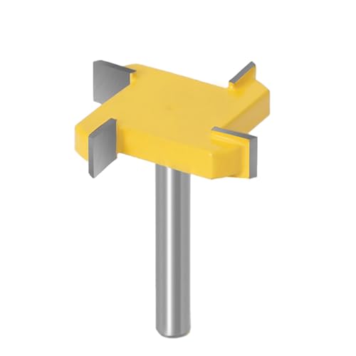 WSOOX CNC-Spoilboard-Oberfräsen-Bit, 4 Flügel, 6 mm Schaft, Platte, Hobel-Bits, 40 mm Schnittdurchmesser, Hartmetall-Hobel-Bit, 1/4 Zoll Schnitthöhe, Holzbearbeitungsfräse, Werkzeug (gelb) von WSOOX