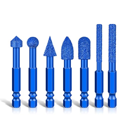 WSOOX Diamantschleifer-Bit-Set, 6,35 mm Sechskantschaft, 7 Stück, Diamant-Schleiffrässtifte, Drehwerkzeug-Zubehör für Porzellan, Stein, Glas, Keramik, Schnitzen, Polieren, Formen, Gravieren. WSOOX Diamantschleifer-Bit-Set, 6,35 mm Sechskantschaft, 7 Stück, Diamant-Schleiffrässtifte, Drehwerkzeug-Zubehör für Porzellan, Stein, Glas, Keramik, Schnitzen, Polieren, Formen, Gravieren. von WSOOX