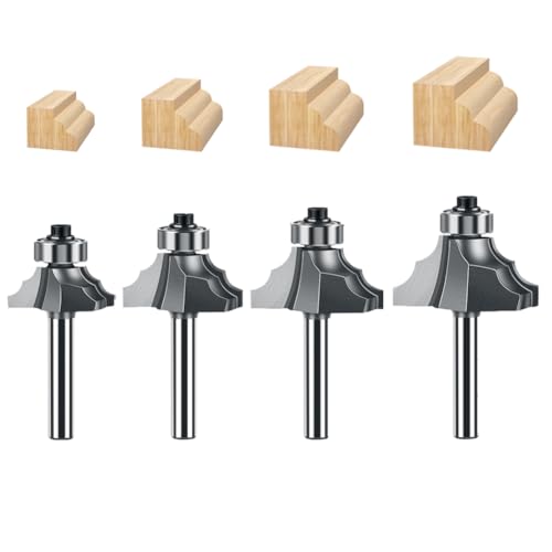 WSOOX Doppel-R-Linien-Fräser-Bit-Set, 1/4-Zoll-Schaft, dekorative Frässtifte für Holzarbeiten, Schrank-Dekoration von WSOOX