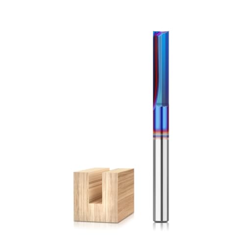 WSOOX Gerader Hartmetall-Fräser mit 6,35 mm Schaft, CNC-Fräser mit DLC-Beschichtung, 2-schneidig, Vollhartmetall, gerader Fräser für Holzbearbeitung von WSOOX