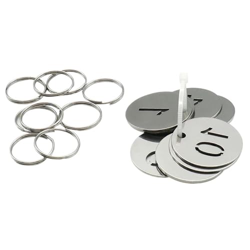 Runde Nummer Schlüsselanhänger 10 PCS Edelstahl 30mm Runde Anzahl Etiketten Zeichen Hangtags for Schlüssel Metall Anzahl Tags Marker(Silver 1-10) von WSQHAO