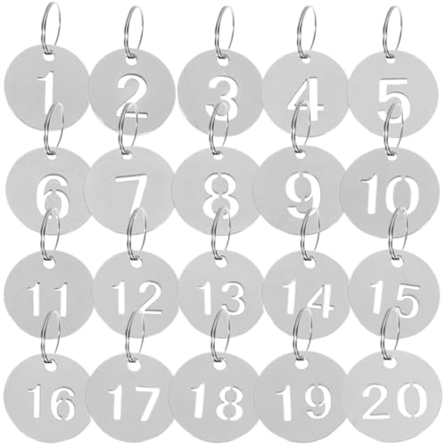Runde Nummer Schlüsselanhänger 20 Stück Edelstahl-Nummernschild-Etiketten, rund, for Schlüssel, Identifikation, Schließfach, nummeriert, Koffer, for Aufhängen, Schlüsselanhänger, DIY Runde Nummer Schlüsselanhänger 20 Stück Edelstahl-Nummernschild-Etiketten, rund, for Schlüssel, Identifikation, Schließfach, nummeriert, Koffer, for Aufhängen, Schlüsselanhänger, DIY von WSQHAO