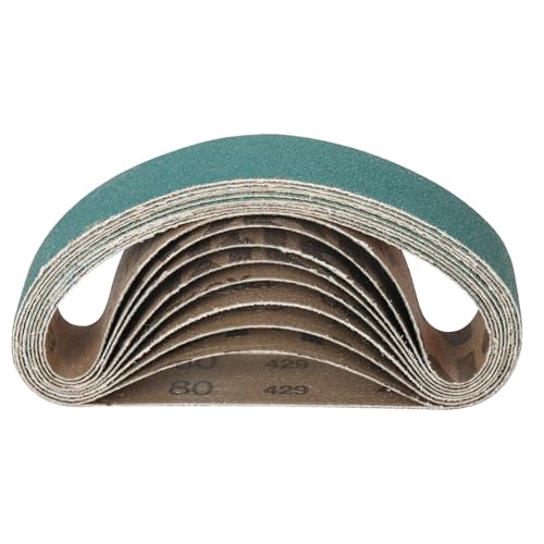 WSQHAO Schleifbänder 10 Pcs 30 * 330mm Schleifen Gürtel 80/120/240Grit Schleif Schleifen Gürtel for Holz Weichen Metall Schleifen Polieren(Green,80) von WSQHAO