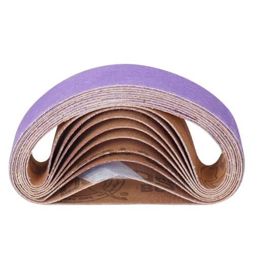 WSQHAO Schleifbänder 10 Pcs 30 * 330mm Schleifen Gürtel 80/120/240Grit Schleif Schleifen Gürtel for Holz Weichen Metall Schleifen Polieren(Purple,120) von WSQHAO
